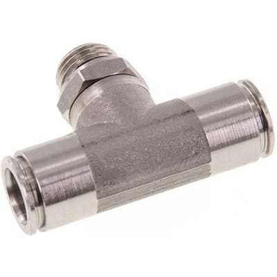 10mm x G1/4'' inline T-stuk RVS Insteekfitting Buitendraad FDA Draaibaar FKM