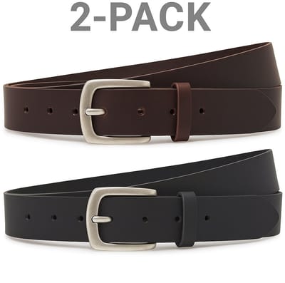 Voordeelset met 2 XXL riemen zwart & bruin - 2 pack XXL riem lengte 160 cm - Jeans riem - Leer - Echt leren riem - Dames/Heren riemen - Casual - Riemmaat 130-145 - Totale lengte riem 160 cm