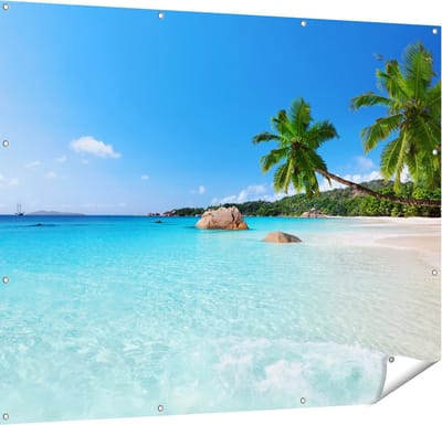 Gards Tuinposter Tropisch Strand en Zee - 150x120 cm - Tuindoek - Tuindecoratie - Wanddecoratie buiten - Tuinschilderij