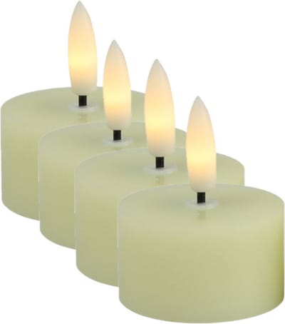 Countryfield LED theelichtjes/waxinelichtjes - 4x st - creme wit - D4 x H5,2 cm - met timer