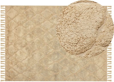 SANLIURFA - Laagpolig vloerkleed - Zandbeige - 140 x 200 cm - Katoen