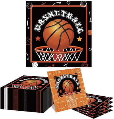 Dailygoods- Basketbalservetten 40 Stuks - Decoratie - Kinderverjaardag - Jongens/Meisjes - 33 x 33 cm - Hoogwaardige Grondstoffen - Feestservetten