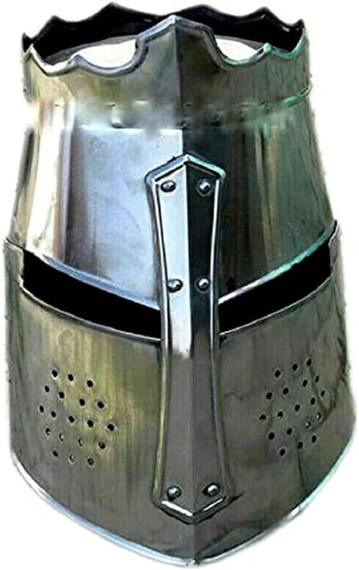 Ridder Helm - Kruisvaarder Helm - Historische Re-enactment - Volledig Draagbaar - Volwassen Maat - Zilver