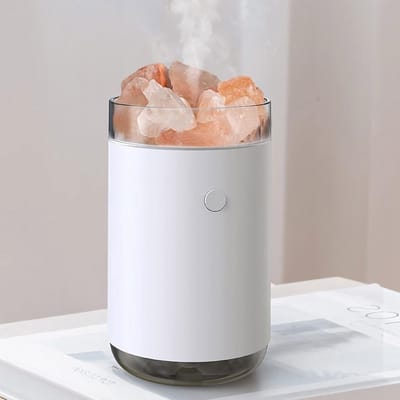 Stille 260ml Aroma Diffuser met Kleurlicht en Zoutsteen - USB Luchtbevochtiger voor Slaapkamer en Kantoor