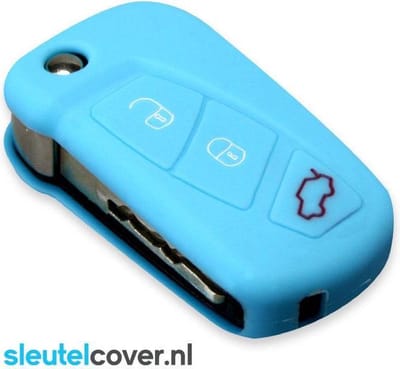Autosleutel Hoesje geschikt voor Ford - SleutelCover - Silicone Autosleutel Cover - Sleutelhoesje Lichtblauw