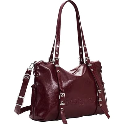 Desigual shopper schoudertas Half Logo Lanuza Granate Shopping Bag Garnet donkerrood