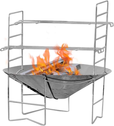 Vuurkorf met Grill - Buitenhaard Kookplaat - Buiten Koken - Opvouwbaar Ontwerp - 42x37 cm - Zwart