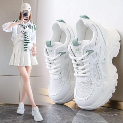 Chaussures Papa en Cuir Chaussures en Mesh à Hauteur Intérieure Augmentée pour Femmes 40 vert