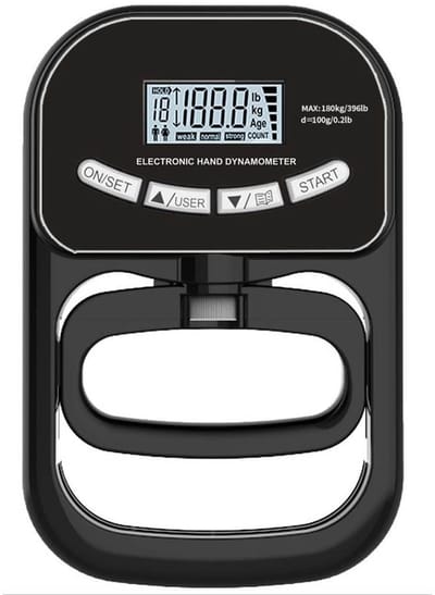 QTTVBTNA -USB Oplaadbare Handdynamometer – Gripkracht Tester 180kg/396lb – Voor Sport, Fitness en Klinisch Gebruik