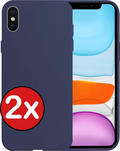 Hoesje - 2 Stuks - Geschikt voor Apple iPhone X - Sterk & Shockproof - Telefoonhoes - Back Cover - Case Siliconen - Telefoon Hoes - Donkerblauw