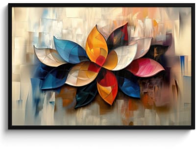 Poster in lijst - Fotolijst 120x80 cm - Posters - Bloem - Abstract - Kleurrijk - Bladeren - Posterlijst zwart - Decoratie - Wanddecoratie woonkamer - Muurdecoratie slaapkamer