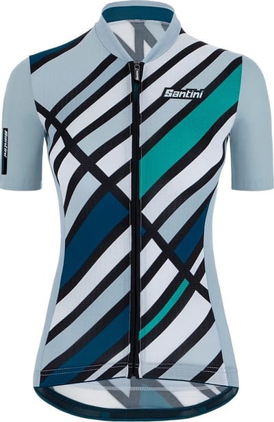 Santini Fietsshirt Korte mouwen Blauw Dames - Eco Sleek Raggi S/S Jersey For Women Silver Bullet - S