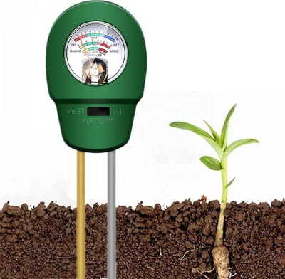 Bodemmeter 3-in-1 - Tuinmeter Vocht PH - Planten Verzorgen - Dubbele Naald Nauwkeurig - 4x2x15 cm - Groen