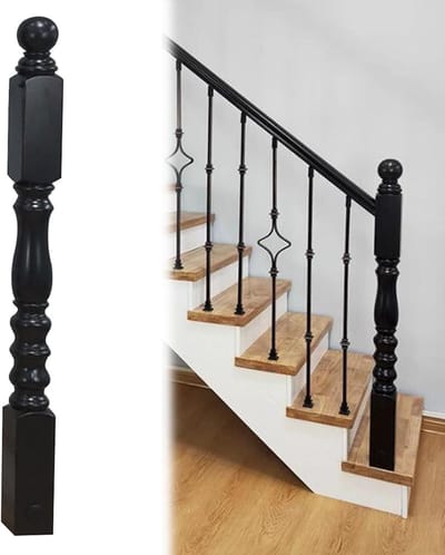 IJzeren Balusters - Trapleuning Spindels - Veiligheid Buiten - Verstelbare Beugel - 95 cm Hoog - Zwart