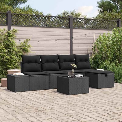 vidaXL - Bankstel - 5 - st - poly - rattan