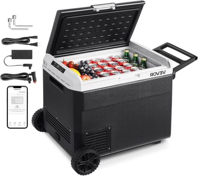 Elektrische Compressorkoelbox - Draagbare Koelbox - Reizen en Camping - Vriezer tot -20 Graden - 60 Liter Capaciteit - Zwart Wit