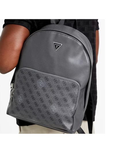 GUESS vrijetijdsrugzak rugzak met laptopvak Milano Backpack Black / White donkergrijs