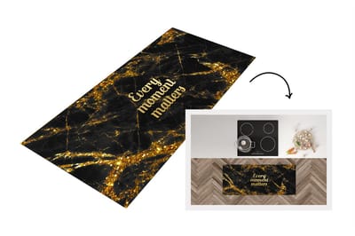 Keukenloper - Loper keuken - Quote - Moment - Goud - Marmer - 120x50 cm - Keukenloper vinyl