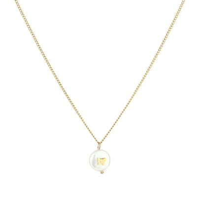 Bijoutheek Ketting Parel Vlinder Goud