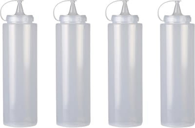 Urban Living Doseerfles/sausfles - 4x - kunststof - met schenktuit - 400 ml - 16 cm