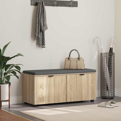 vidaXL - Hallenbank - Sonoma - Eik - 100 - x - 38 - x - 46 - cm - Geengineerd - Hout - en - Stof