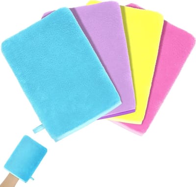 Zachte Microfiber Wasdoeken Set van 4, Herbruikbare Douchehandschoenen voor Gezichtsreiniging, Ideaal voor Make-up Verwijderen en Spa Gebruik (15x20cm)