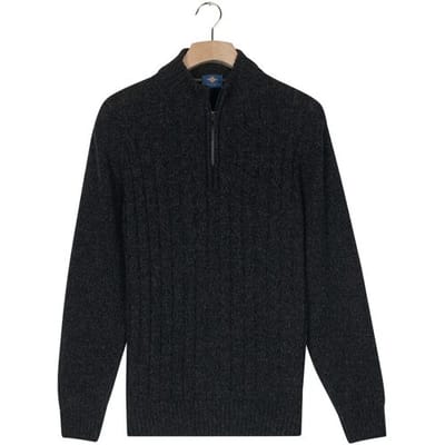 Baileys Trui Vertical Texture Half Zip Front Drop Needle Knit Navy / male