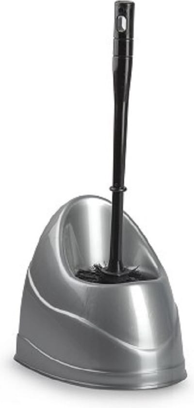 Toiletborstel/wc-borstel met houder 45 cm zilvergrijs/zwart - Toiletborstelhouders / wc-borstelhouders