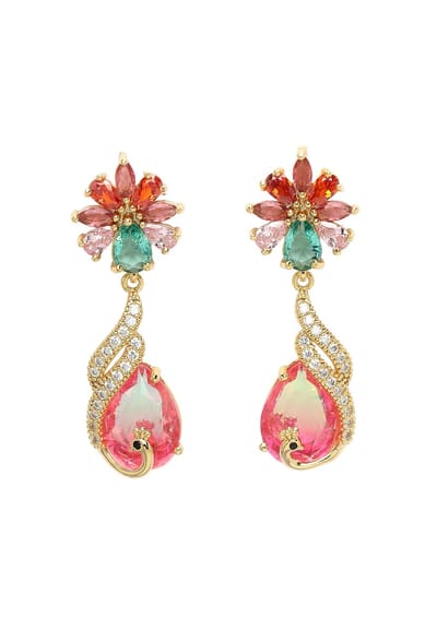 AVANT-GARDE PARIS Diva Collection Oorbellen - Modern Twirl Drop - 1 paar - Roze met gouden plating