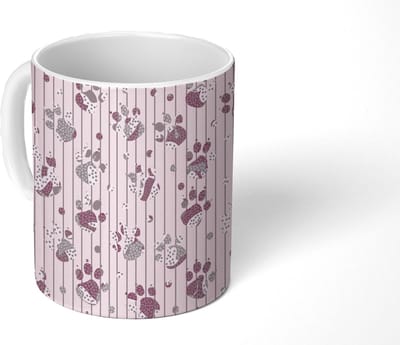Mok - Koffiemok - Hond - Roze - Patronen - Paars - Meisjes - Kinderen - Kids - Mokken - 350 ML - Beker - Koffiemokken - Theemok