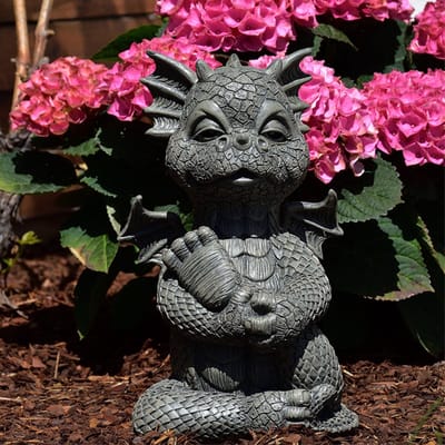Boutique Trukado Beeld/figuur - Tuindraak Yoga - Drakenbeeldje voor in de tuin 26cm