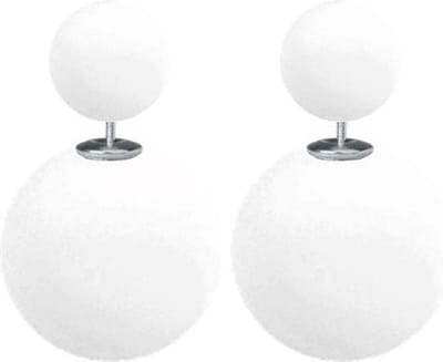 Fako Bijoux® - Oorbellen - Double Dots - Parel - Wit