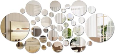 36 Stuks Spiegel Stickers - Eenvoudige Moderne Acryl Spiegels voor Wanddecoratie en TV Achtergrond, Zelfklevend en Vierkant
