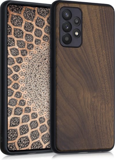 kwmobile telefoonhoesje geschikt voor Samsung Galaxy A52 / A52 5G / A52s 5G - Hoesje met bumper in donkerbruin - Backcover - hout