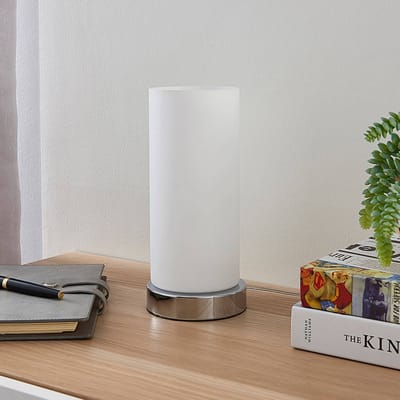 Lindby - tafellamp- met dimmer - 1licht - Glas, metaal - H: 24 cm - E14 - opaalwit