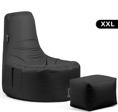 Casacomfy - Gamer XXL - Zitzak met Voetenbankje - Zwart - Binnen & Buiten - Volwassenen & Tieners
