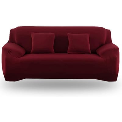 Effen Kleur Elastische Bankhoes All-Inclusive Bankhoezen Voor Woonkamer L-Vormige Hoek Slipcover Nodig 1-Seat 90-140cm wijnrode kleur