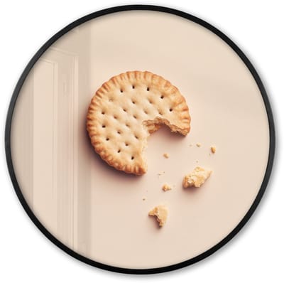 Poster in lijst Rond - Fotolijst 60x60 cm - Posters - Koekje - Kruimels - beige - Ronde posterlijst zwart - Decoratie - Wanddecoratie woonkamer - Muurdecoratie slaapkamer
