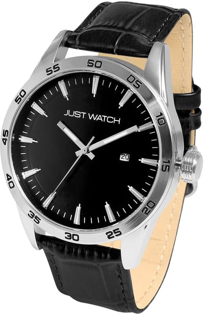 JUST WATCH herenhorloge echt leer datumaanduiding