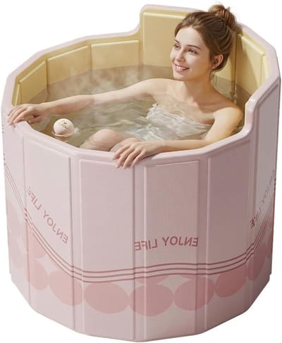Opvouwbare badkuip voor volwassenen 80 x 70 cm - Draagbaar ijsbad met ergonomische C-rugleuning - voor warme baden, koud dompelen en spa thuis