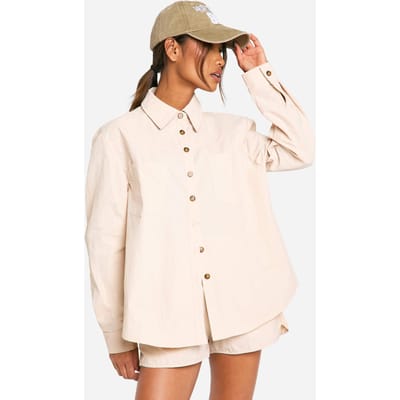 boohoo Dames Nylon Oversized Shirt | Steen | Maat: 34