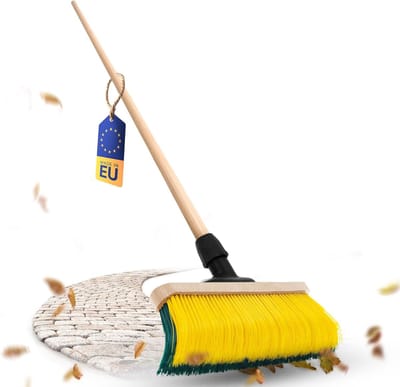 Novaliv Premium klauwbezem met steel 50cm, speciale bezem met gebogen borstelharen - ideaal als tuinbezem, schraapbezem, kunstgrasbezem, optimaal voor op de camping, straatbezem, veegbezem