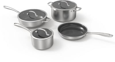 Safecourt Kitchen 7-delige Hybride Pannenset - Inductie, Elektrisch, Keramisch & Gas - PFAS & PTFE vrij - Honingraat