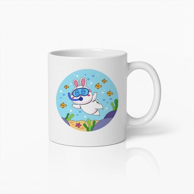 Schattige Duikkonijn Mok – Leuke Onderwater Cartoon Koffiebeker voor Kinderen en Dierliefhebbers