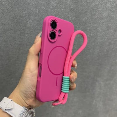 Originele Candy Vloeibare Siliconen Magsafe Hoesje voor iPhone 17 16 15 14 13 12 Pro Max Zacht Schokbestendig Magnetisch Lanyard Bandje Cover For iphone 12