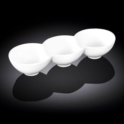 Wilmax - Porseleinen Schaal met Verdeling - Wit - Lengte 26 cm - 1 Stuk