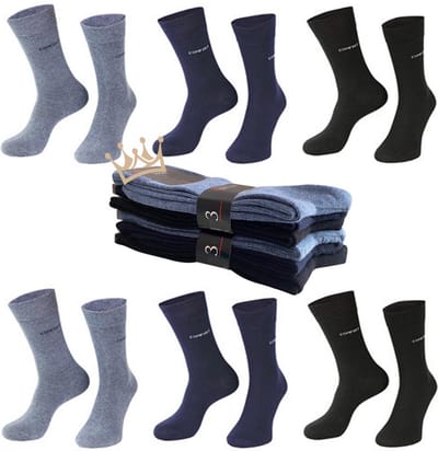 Nakkie's luxe katoenen sokken die niet knellen - 6 paar - Maat 36-38 - Ruime boord - Naadloos - Blauw mix - Cadeau tip - vaderdag kado tip