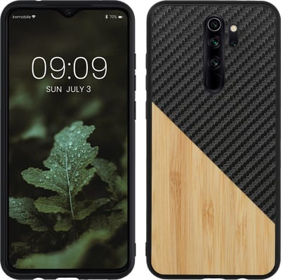 kwmobile hoesje geschikt voor Xiaomi Redmi Note 8 Pro - Backcover in lichtbruin / zwart -Smartphonehoesje - design