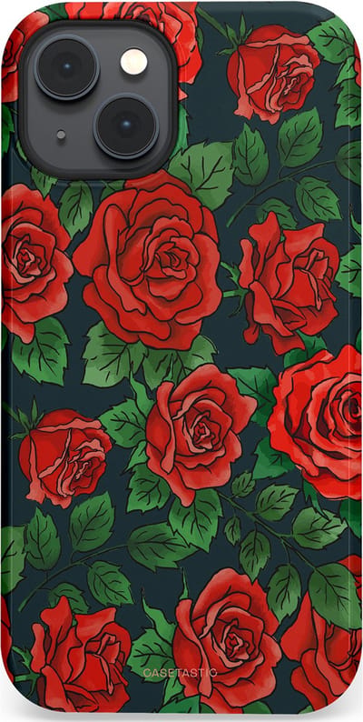 Casetastic Hoesje Geschikt voor Apple iPhone 14 Plus Magsafe - Stijlvolle Beschermende Duo-layer Case - Rozen rood