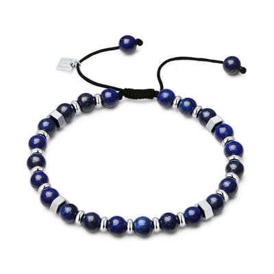 Twice As Nice Armband in edelstaal, blauwe stenen en zilverkleurige elementen Zilverkleurig 19cm+5cm